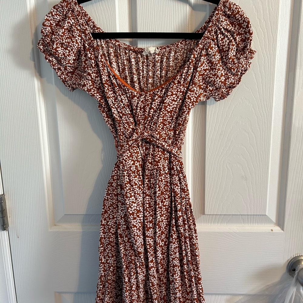 Burnt orange floral dress